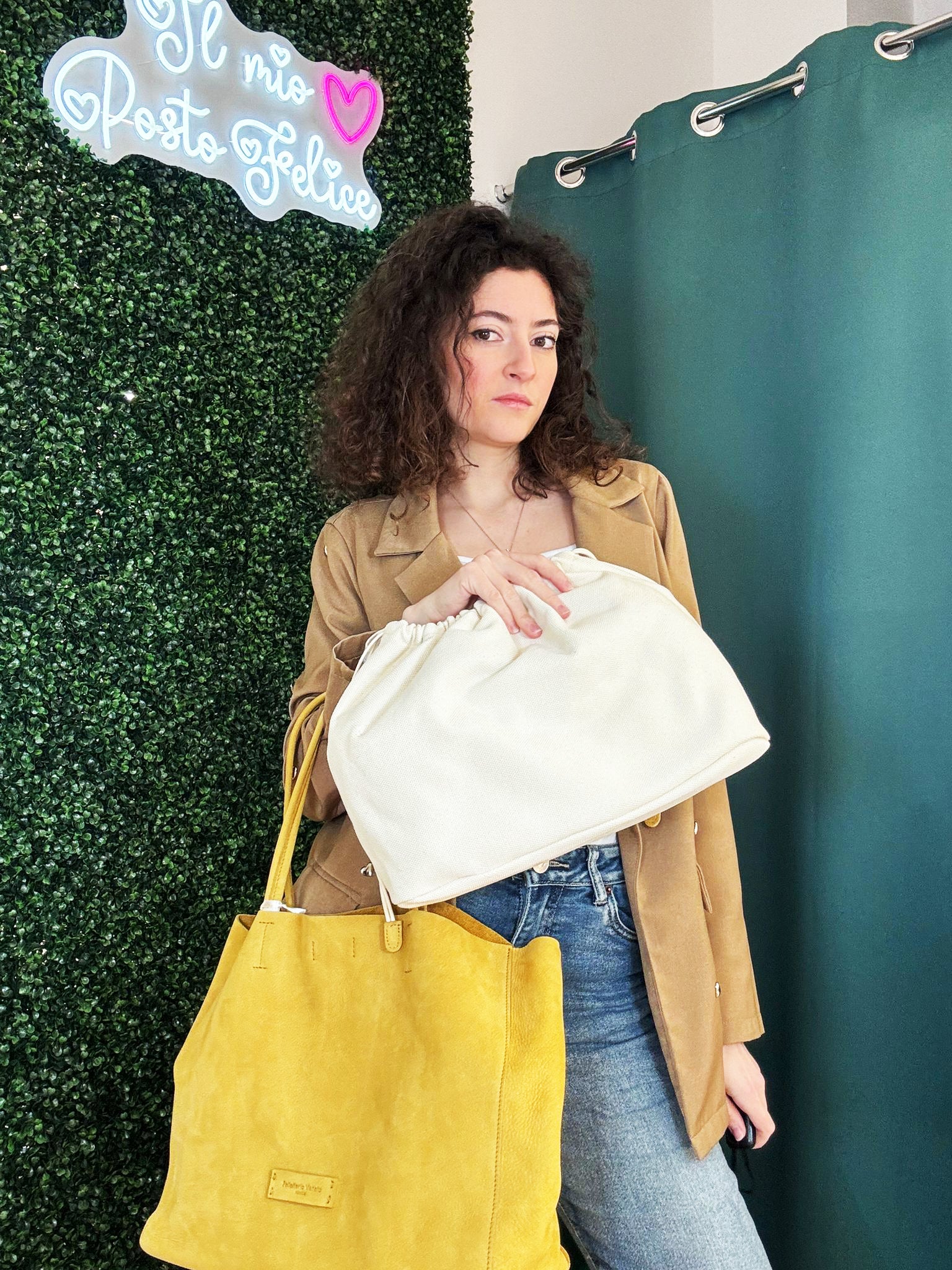 Shopper in pelle Nabuk Pelletteria Veneta Campo in vera pelle