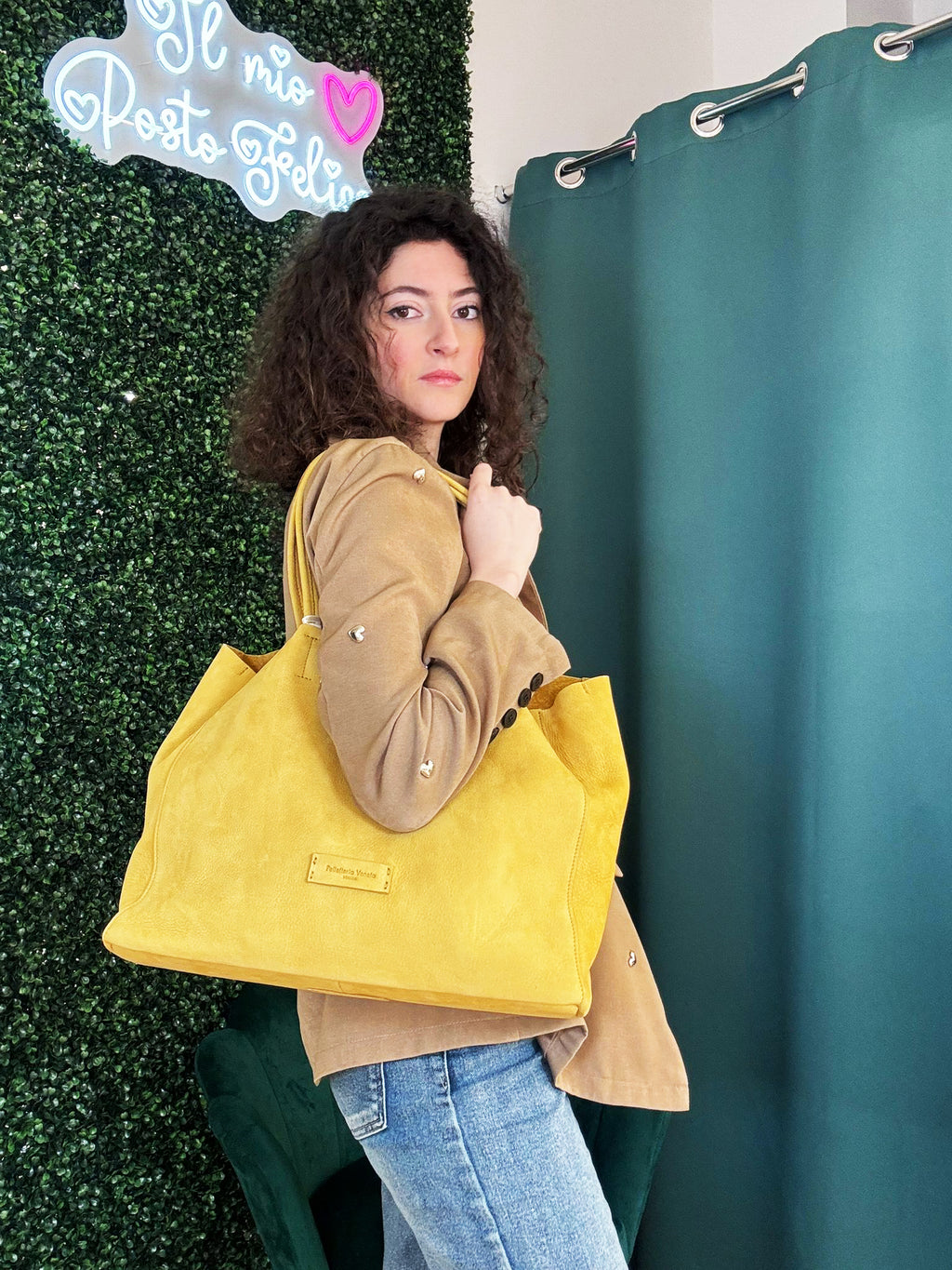 Shopper in pelle Nabuk Pelletteria Veneta Campo in vera pelle