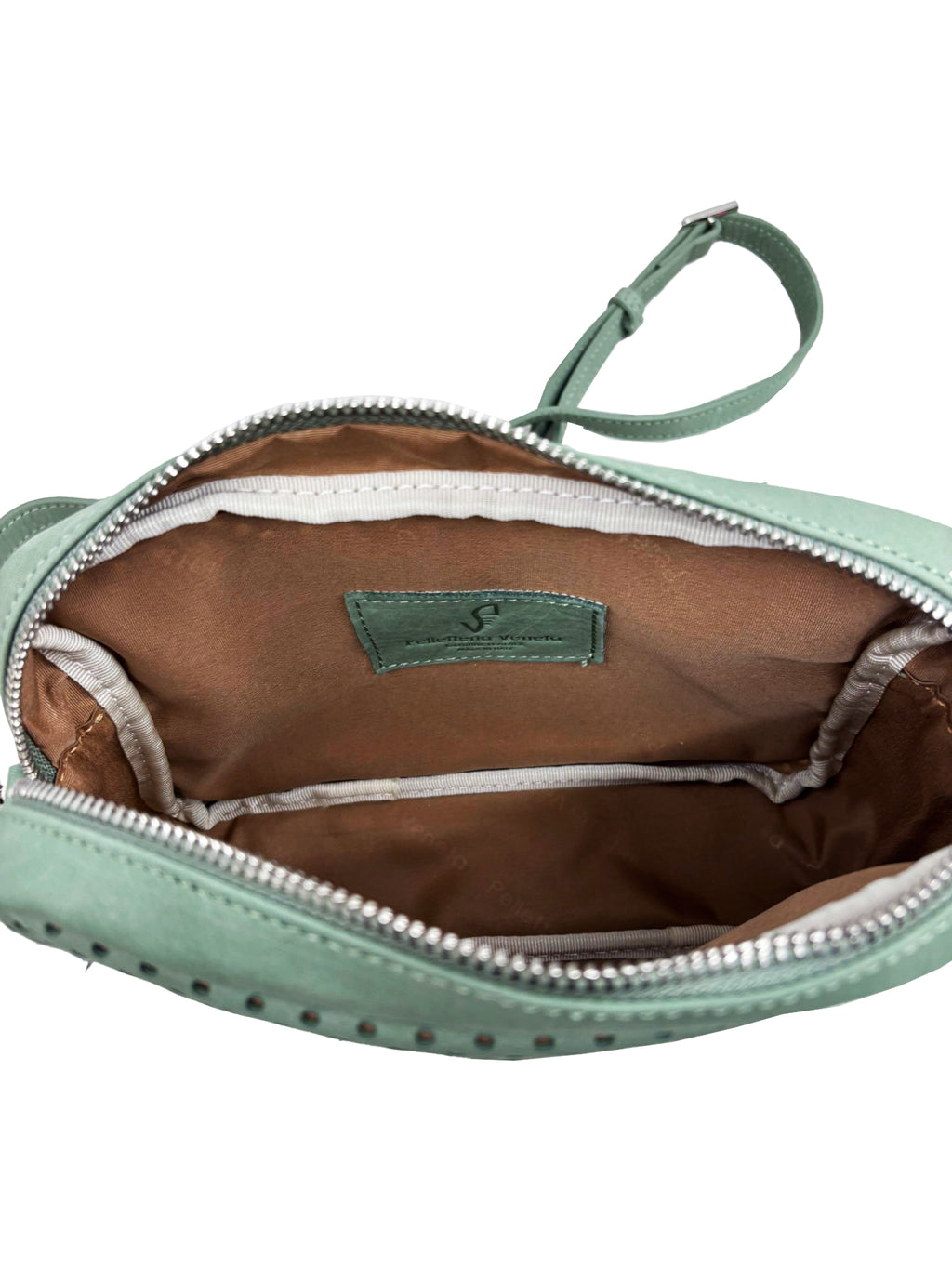 Borsa Tracolla piccola in pelle Nabuk forellata Pelletteria Veneta Forello in vera pelle