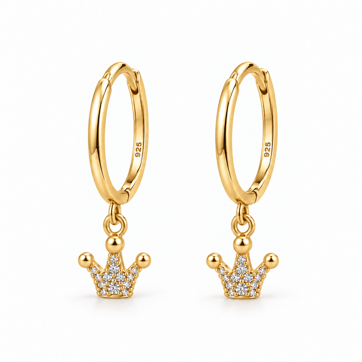 Orecchini a Cerchio con Corona in strass in Argento 925