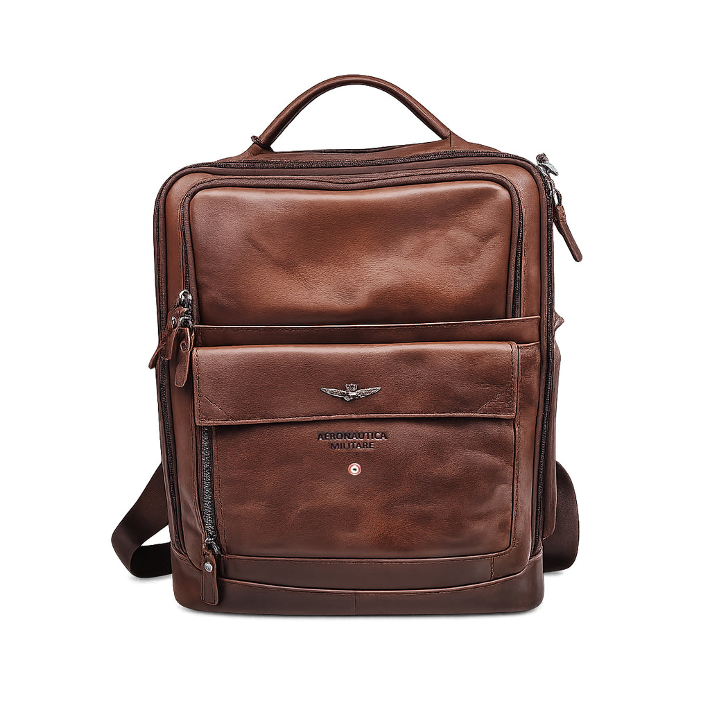 Zaino Porta PC Aeronautica Militare AM305 Vintage in Vera Pelle