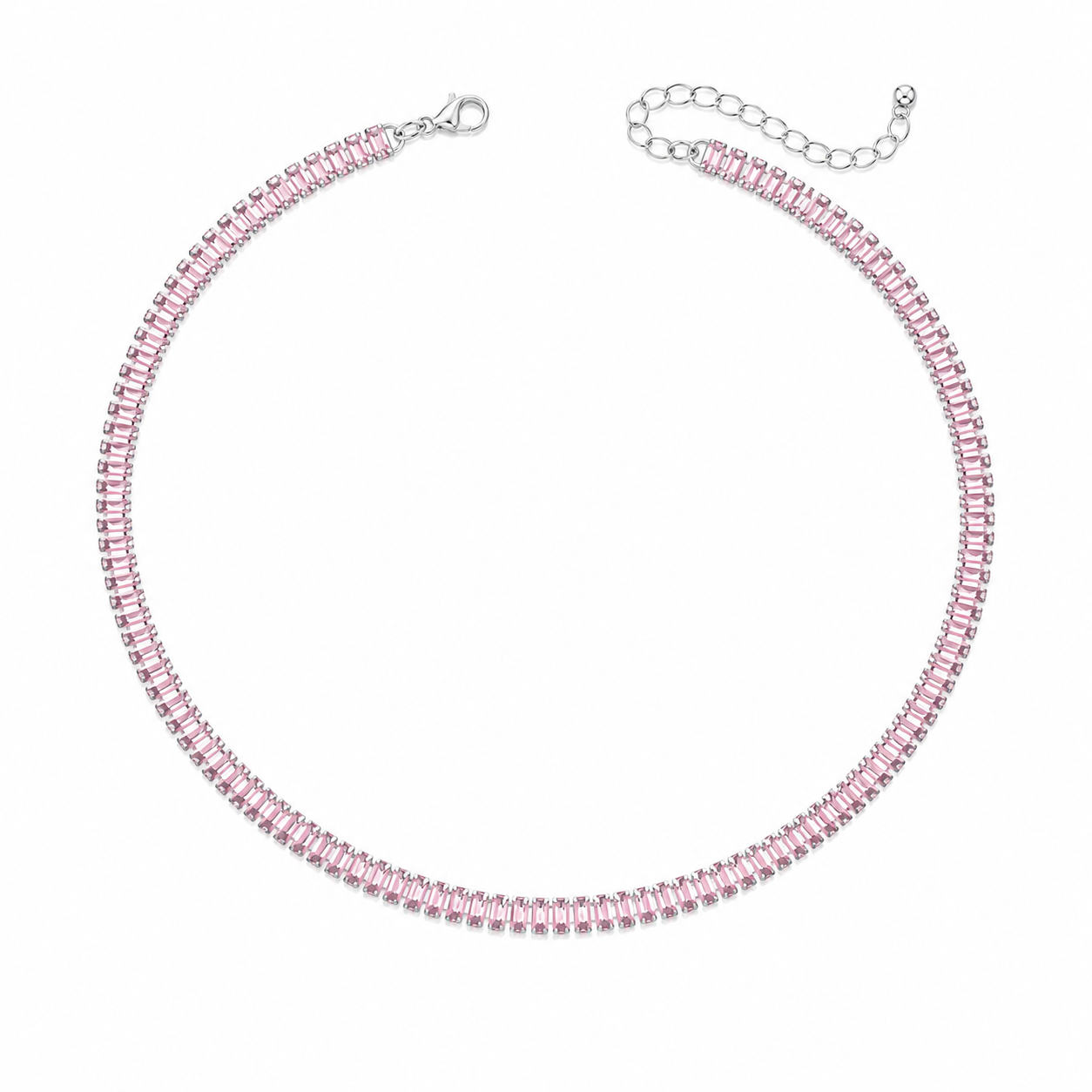 Collana Tennis Baguette in acciaio inox con moschetto Privè - Brand Gioielli