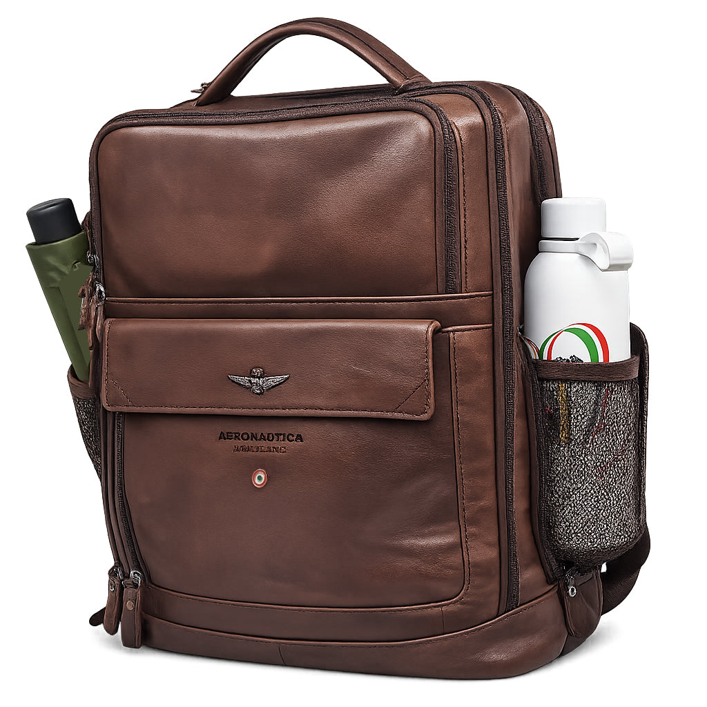 Zaino Porta PC Aeronautica Militare AM305 Vintage in Vera Pelle