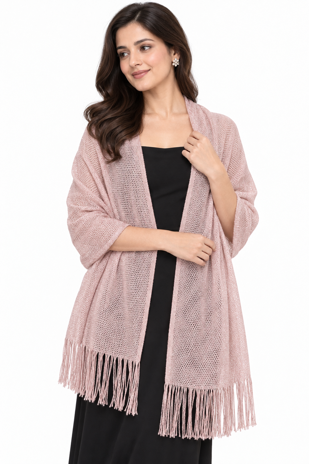 Stola Lurex Traforata con Frange 90 × 190 cm