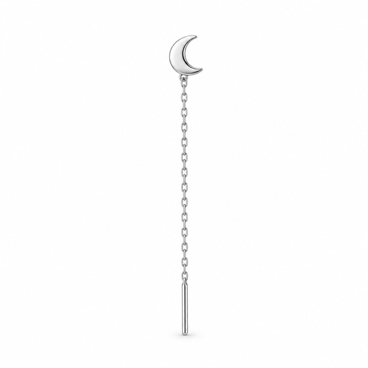 Orecchino Saliscendi mono con Luna in Argento 925 Rodiato