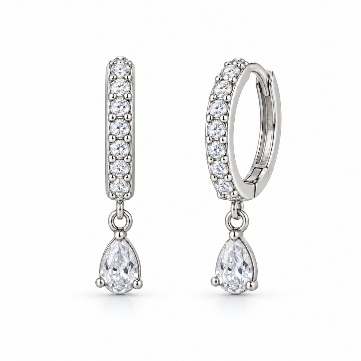 Orecchini a Cerchio con Goccia pendente in Argento 925