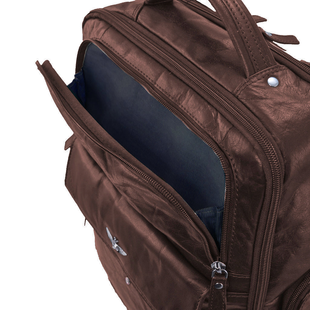 Zaino Porta PC Aeronautica Militare AM305 Vintage in Vera Pelle
