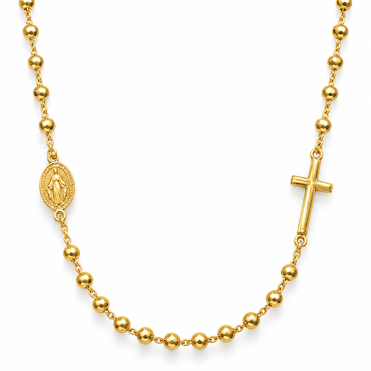 Collana Rosario Sfere da 4mm in Argento 925 rodiato