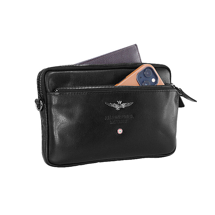 Pochette/Tracolla Aeronautica Militare AM356 Vintage in Vera pelle