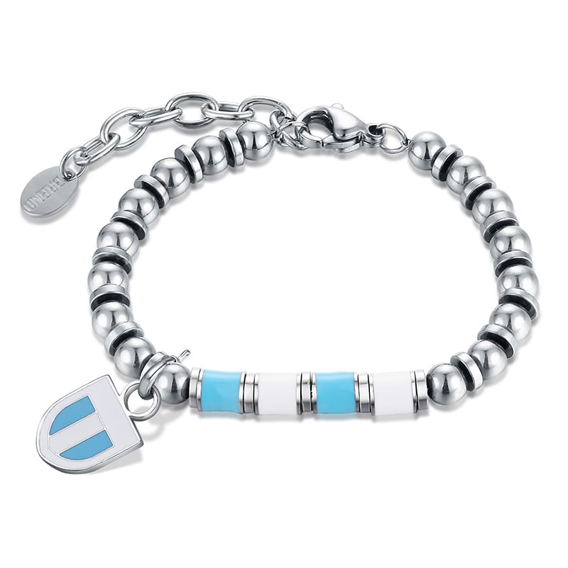 Bracciale Napoli o Lazio biancoceleste Uomo e Bambino in acciaio inox - Brand Gioielli
