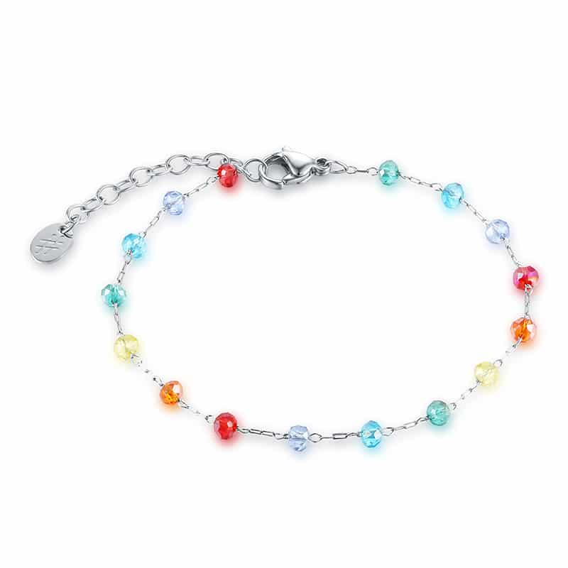 Bracciale Cristalli Arcobaleno in acciaio inox Summer Vibes - Brand Gioielli