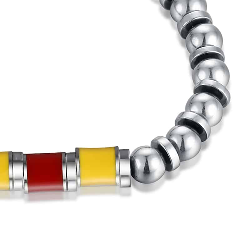 Bracciale Roma Giallo-Rosso Uomo e Bambino in acciaio inox - Brand Gioielli