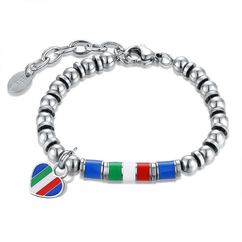 Charm cuore Italia ciondolo in acciaio inox - Brand Gioielli