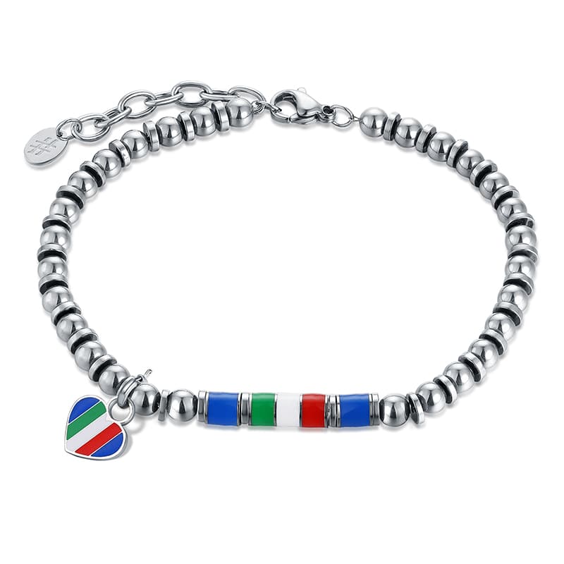 Charm cuore Italia ciondolo in acciaio inox - Brand Gioielli