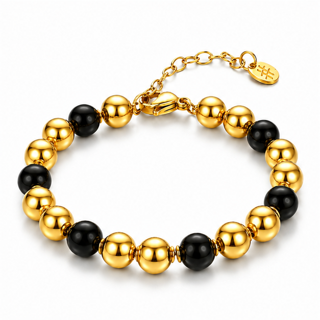 Bracciale Bracciale Sfere Grandi 8mm in acciaio inox Basi - Brand Gioielli