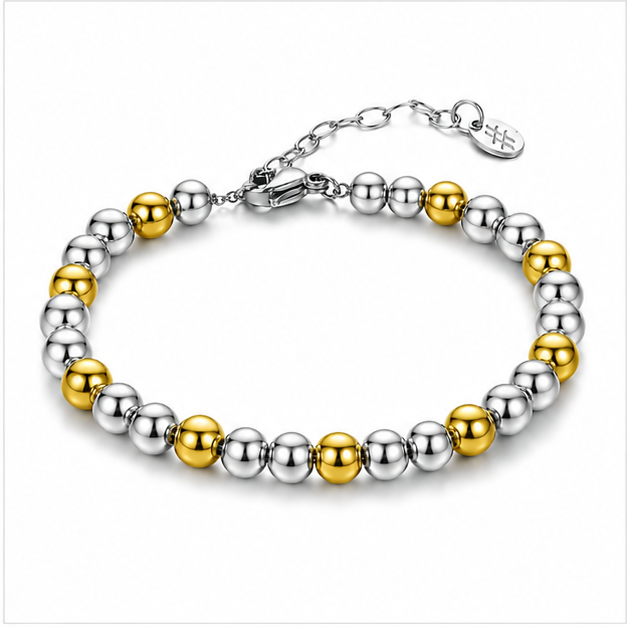 Bracciale Bracciale Sfere Medie 6mm in acciaio inox Basi - Brand Gioielli
