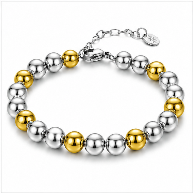 Bracciale Bracciale Sfere Grandi 8mm in acciaio inox Basi - Brand Gioielli