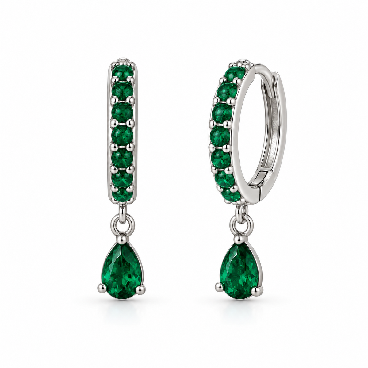 Orecchini a Cerchio con Goccia pendente in Argento 925
