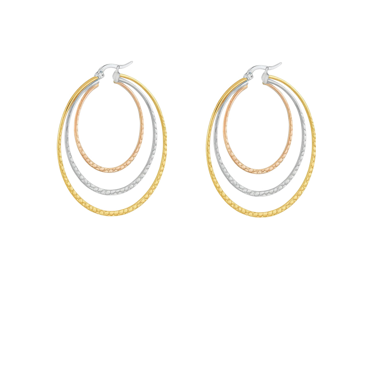 Coppia di Orecchini Cerchio Tris in Acciaio Inox - Les Folies