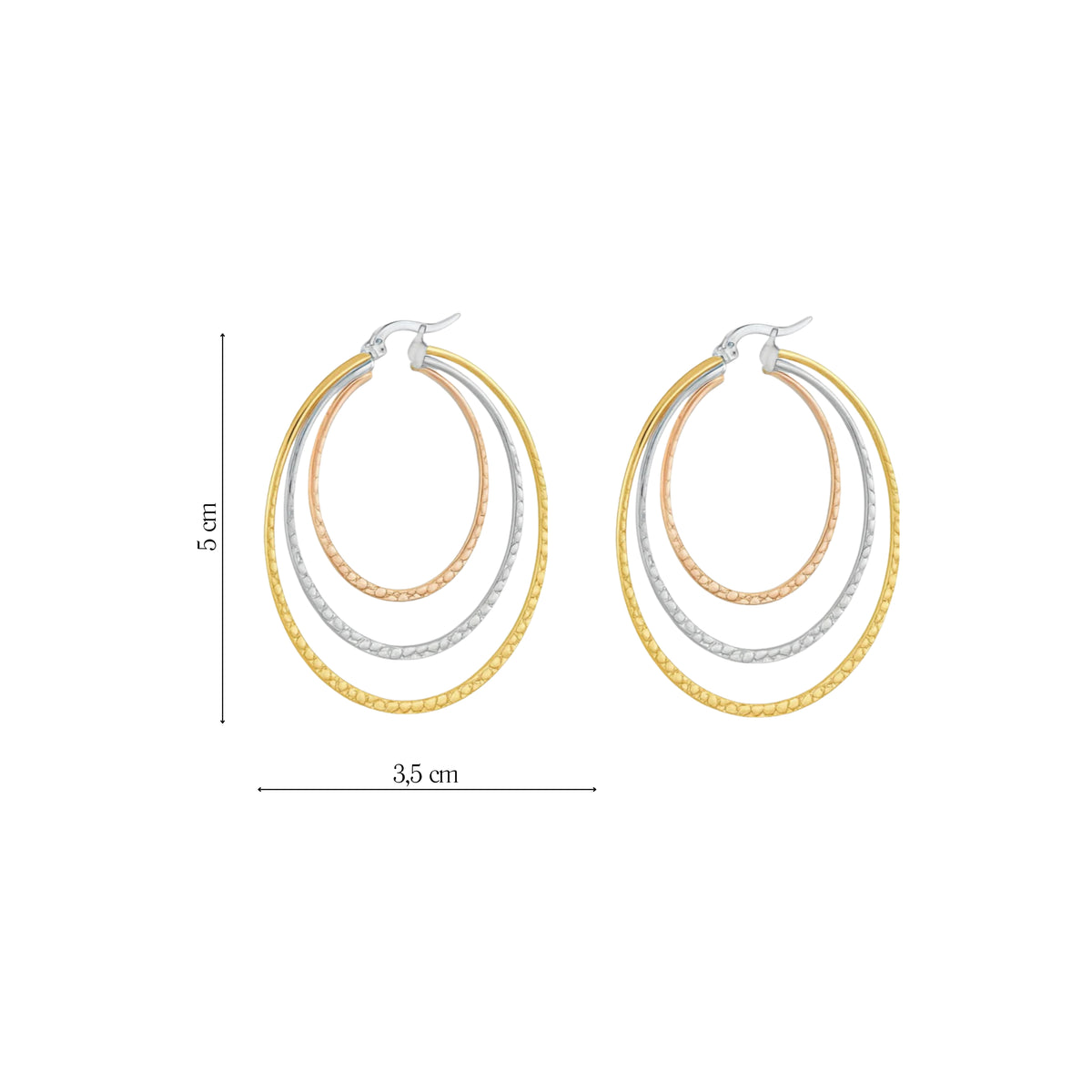 Coppia di Orecchini Cerchio Tris in Acciaio Inox - Les Folies
