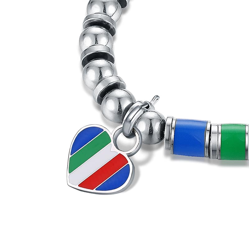 Charm cuore Italia ciondolo in acciaio inox - Brand Gioielli