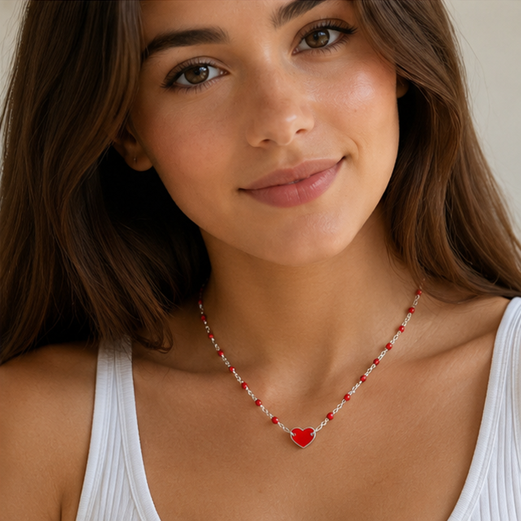 Collana Bimba Rossa Cuore Rosso in acciaio inox Imagine - Brand Gioielli