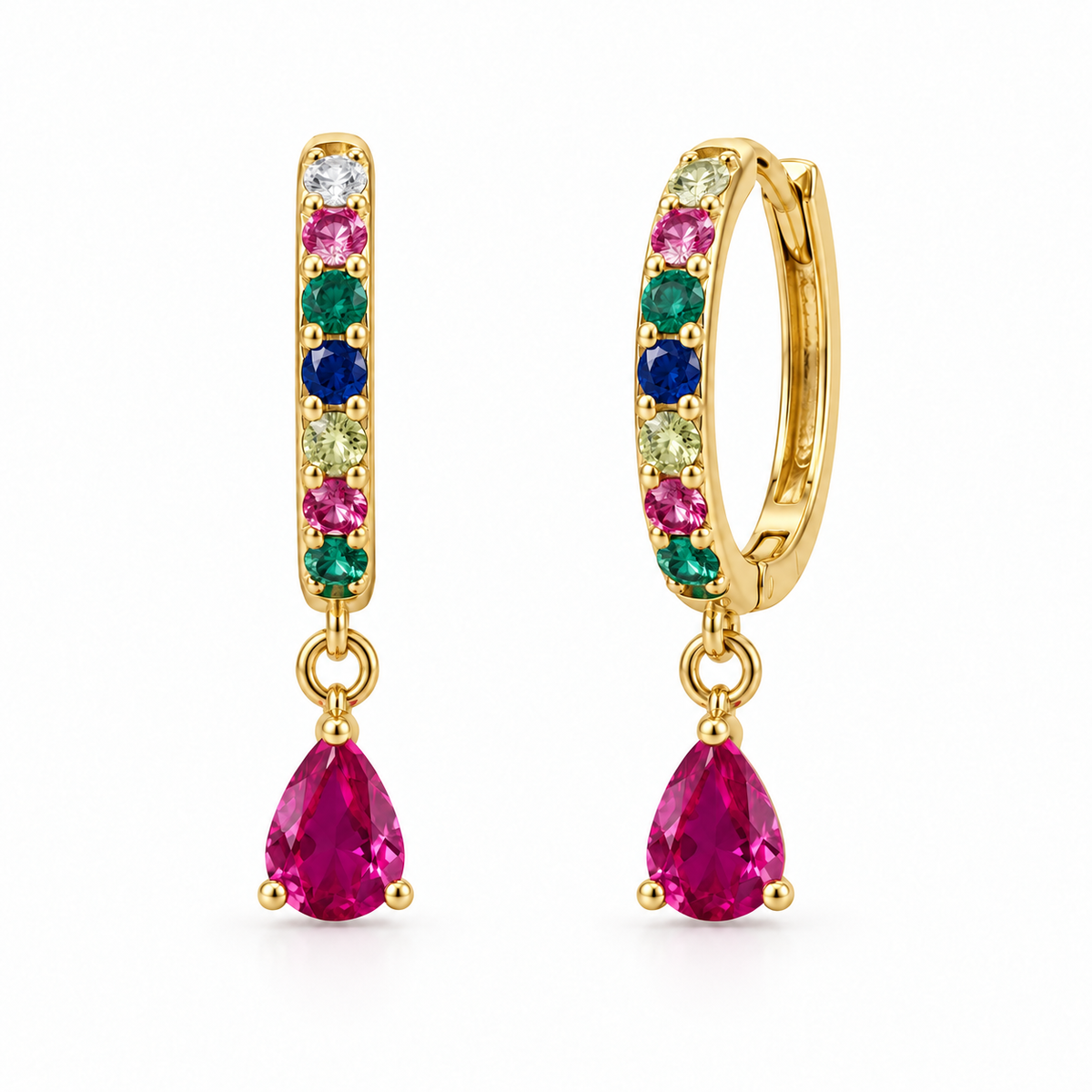 Orecchini a Cerchio con Goccia pendente in Argento 925