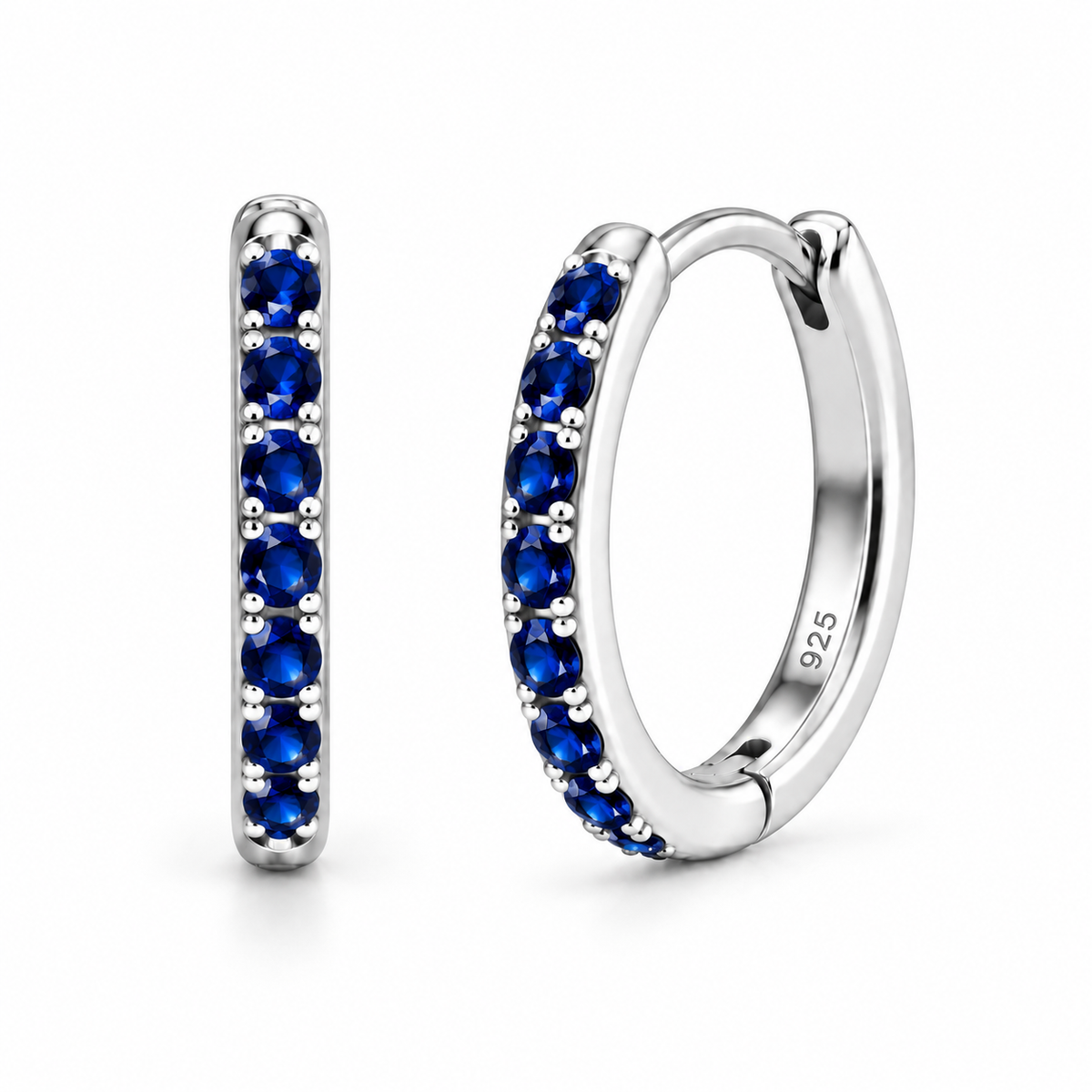 Orecchini a Cerchio Blu in argento 925 in 4 misure