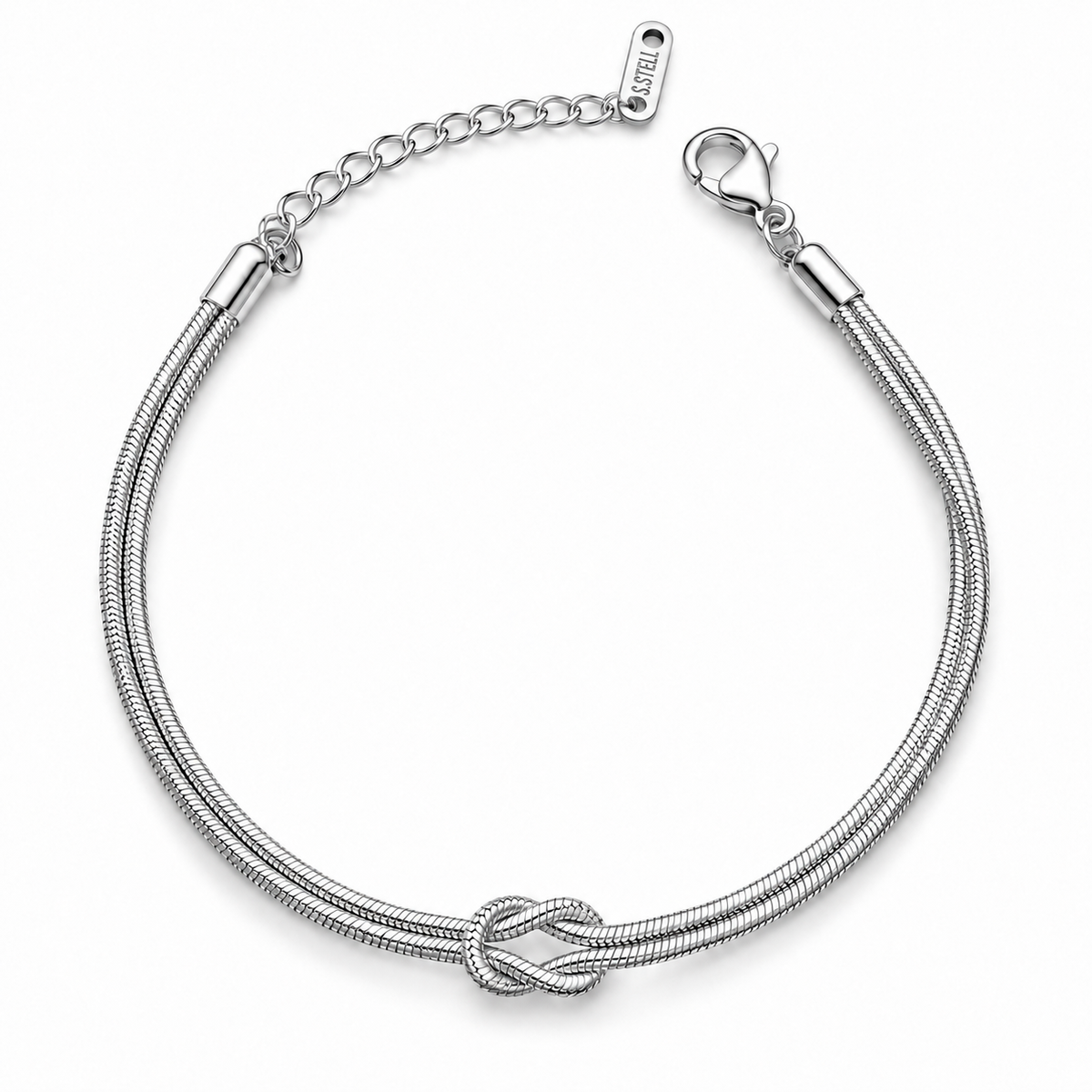 Bracciale Nodo Snake doppio filo in Acciaio Inox