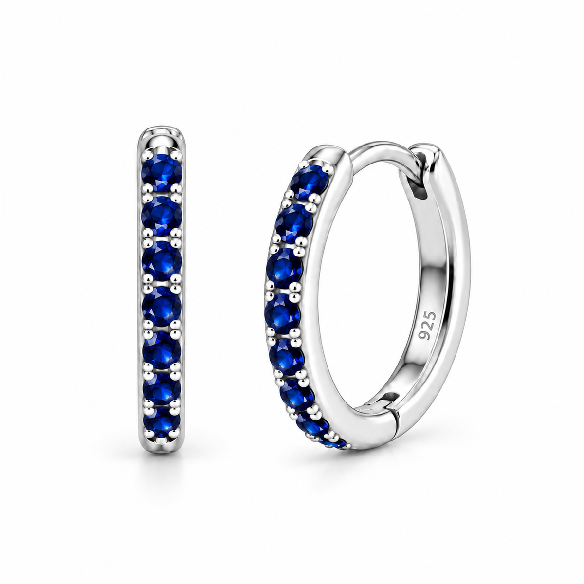 Orecchini a Cerchio Blu in argento 925 in 4 misure