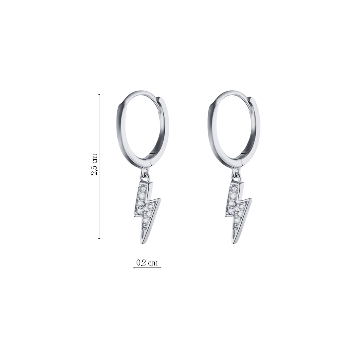 Coppia di Orecchini Fulmine in Argento 925 - Les Folies