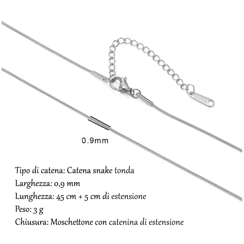 Collana Snake da 0,9mm e 45cm in acciaio inox Basi - Brand Gioielli