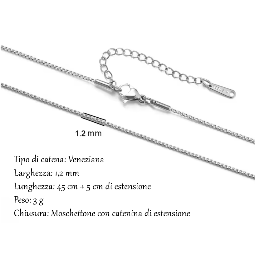 Collana Veneziana da 1,2mm e 45cm in acciaio inox Basi - Brand Gioielli