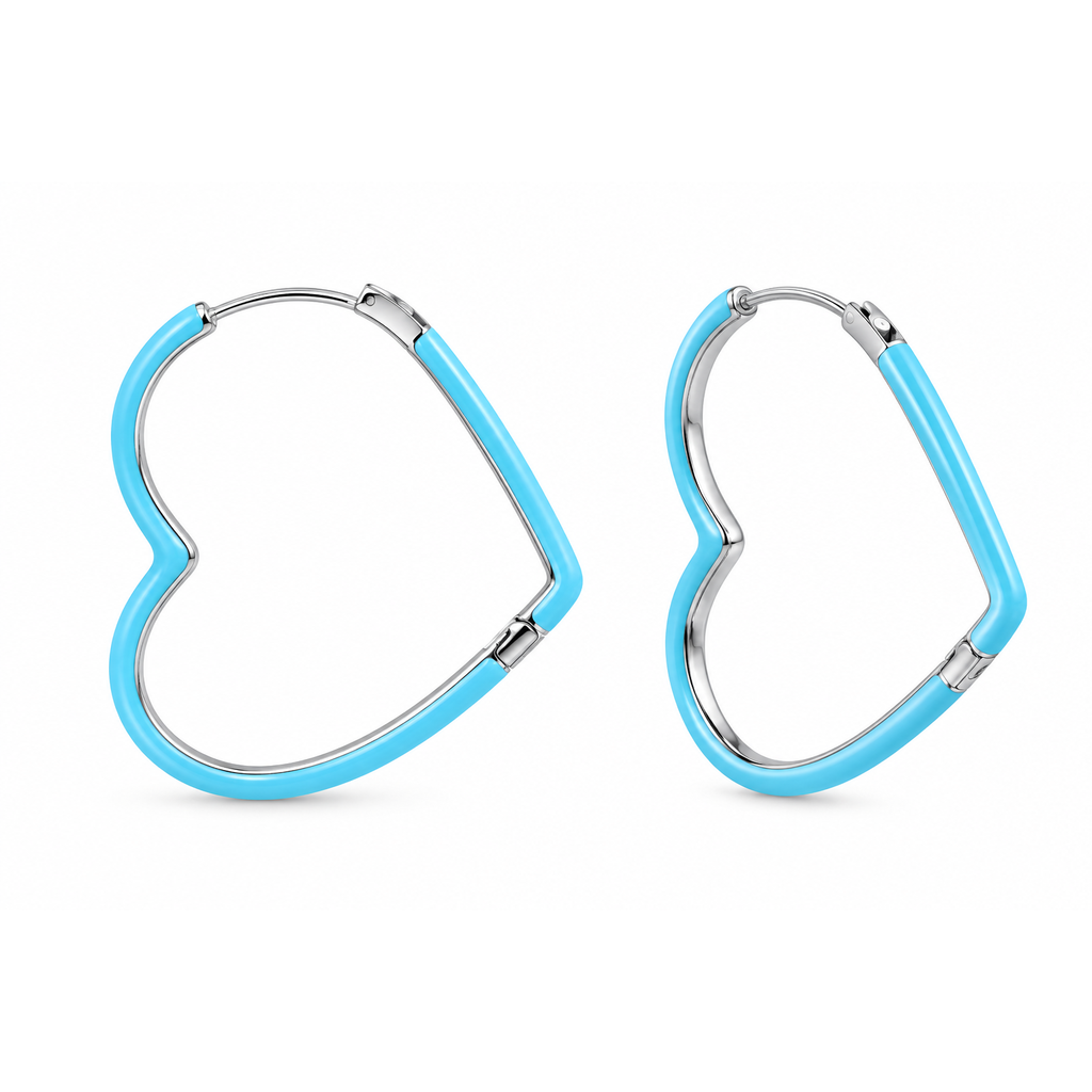 Orecchini a Cuore smaltato in Argento 925