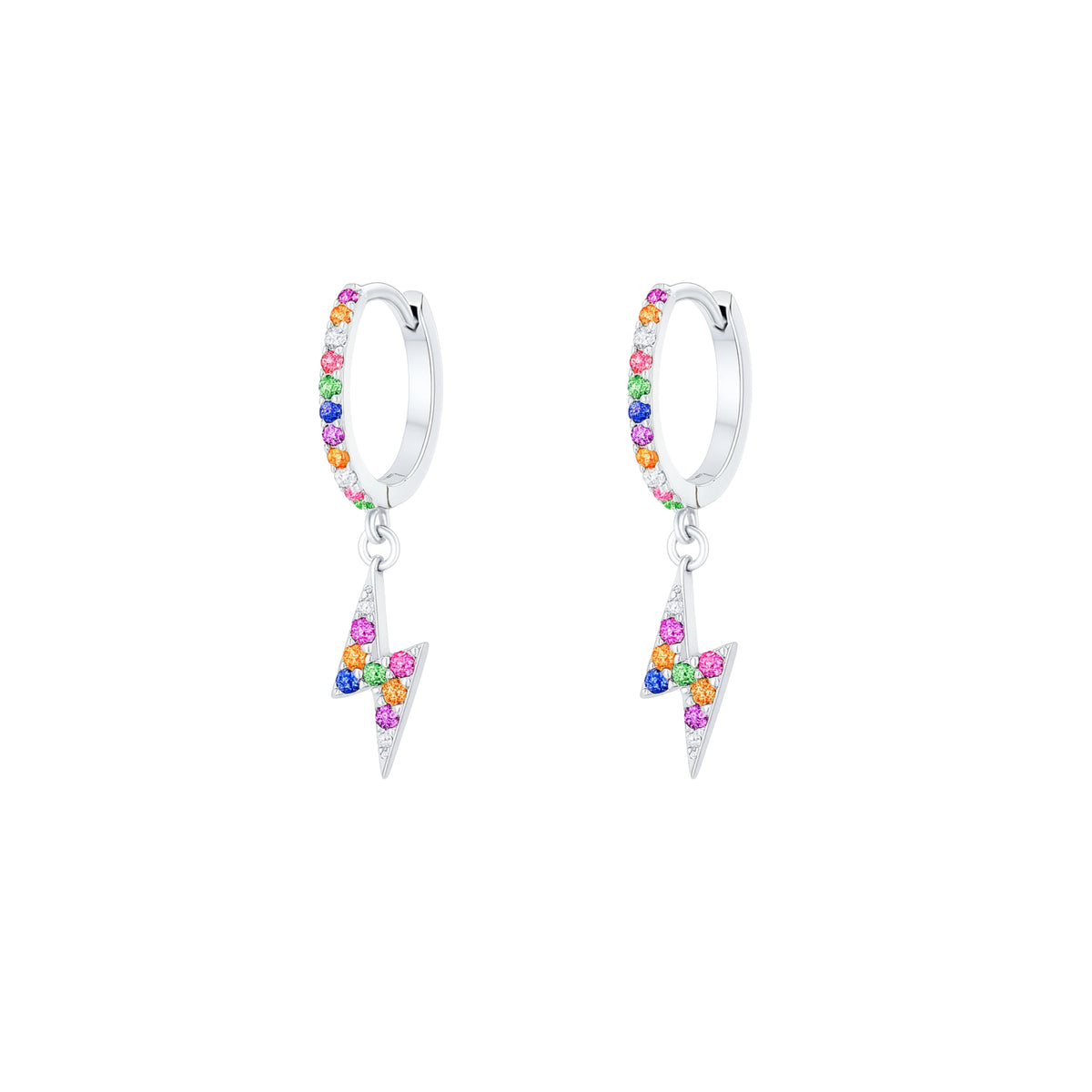 Coppia di Orecchini Fulmine Multicolor in Argento 925 - Les Folies