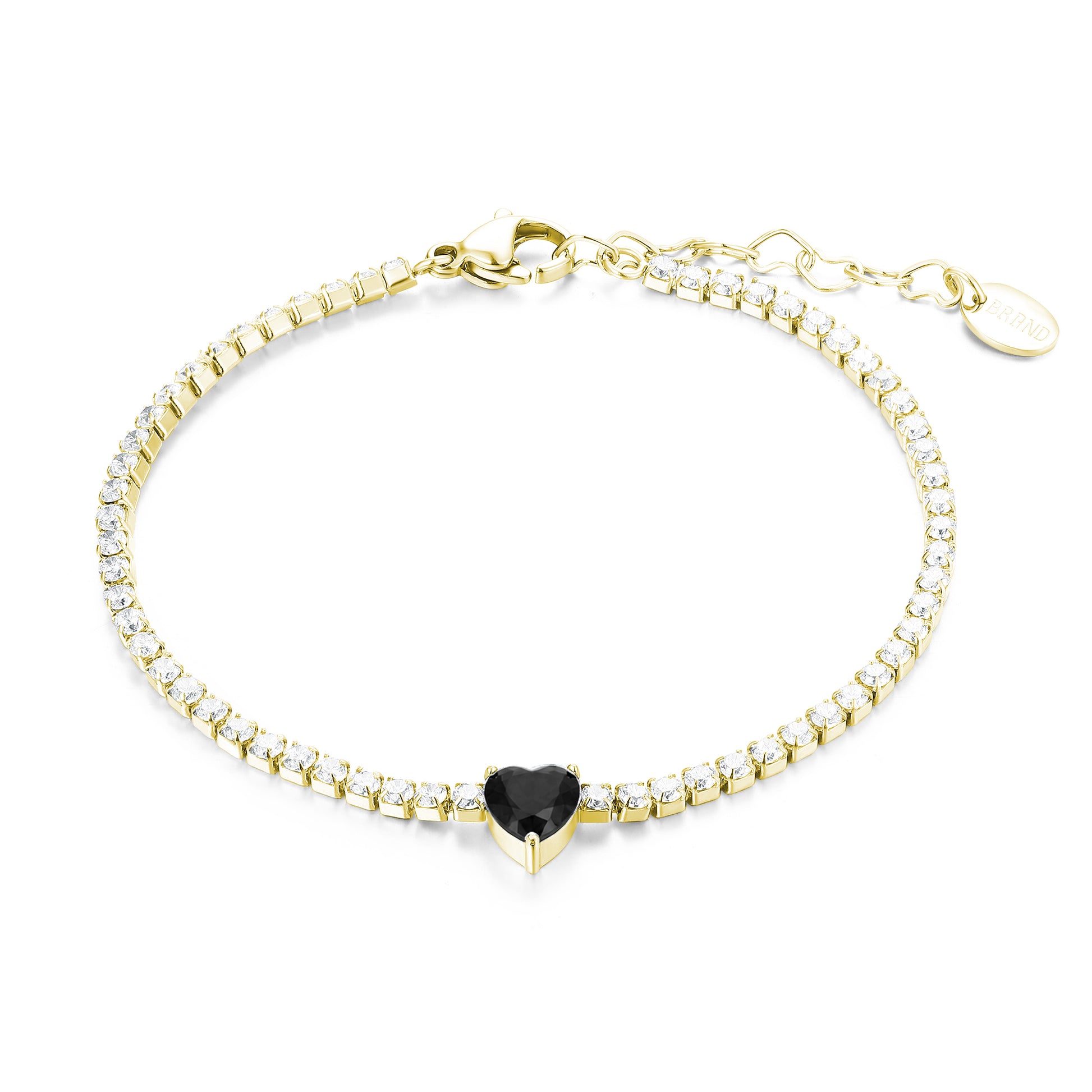 Bracciale Tennis con Cristallo a Cuore in acciaio inox - Brand Gioielli