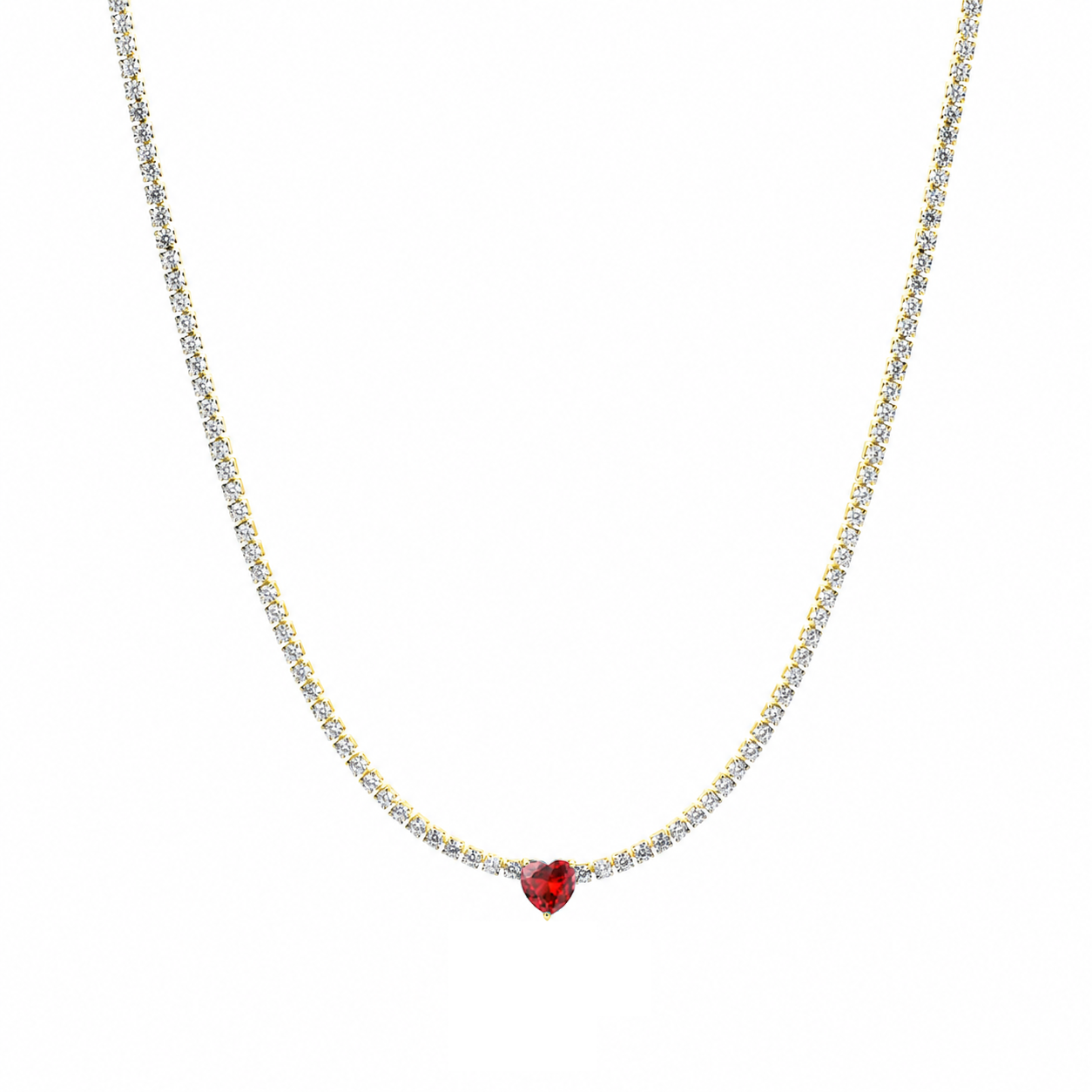 Collana Tennis con Cristallo a Cuore in acciaio inox - Brand Gioielli