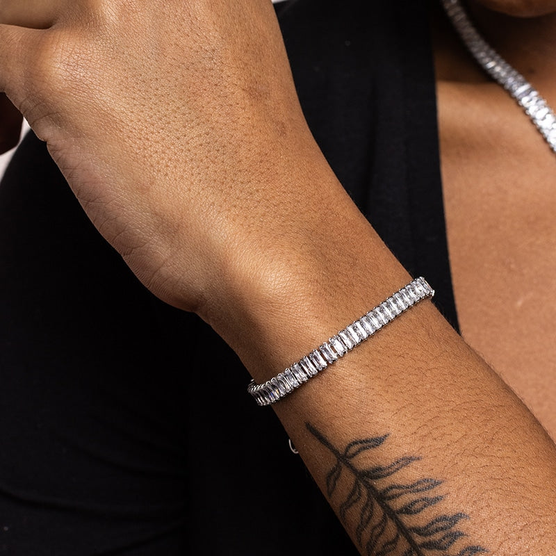 Bracciale Tennis Baguette Classico in acciaio inox Privè - Brand Gioielli