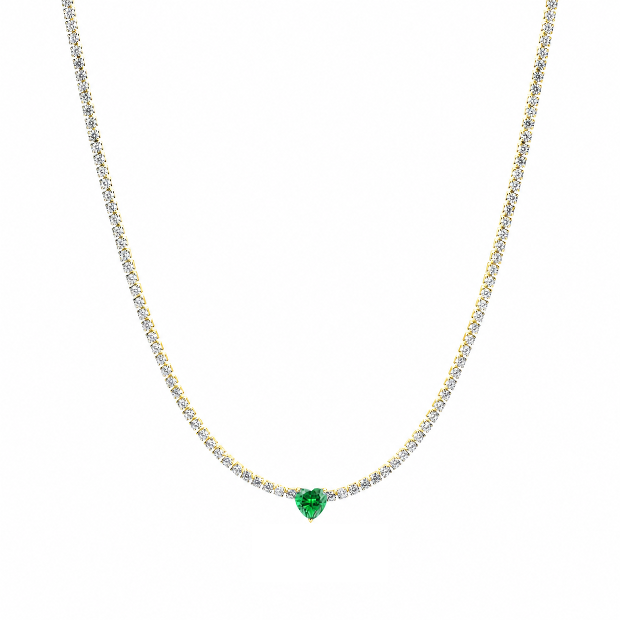 Collana Tennis con Cristallo a Cuore in acciaio inox - Brand Gioielli